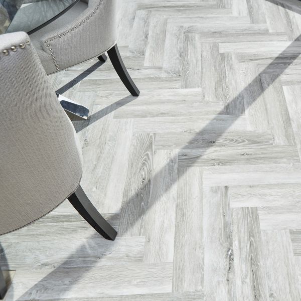 Signature Select Parquet Herringbone Luxury Vinyl Flooring Silver Wood SSP-010 - Image 3